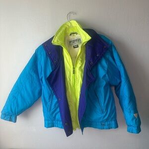 Vintage 80's Fera Ski  Retro Wear Neon Blue/Green/Purple Ladies Size 6